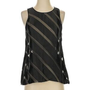 L'AGENCE Black Silk-Blend Graphic Sleeveless Tank Top
